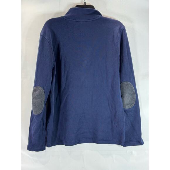 BANANA REPUBLIC Men's Navy Star Quarter-Zip Elbow-Patch Pullover Sweater SZ M - Picture 2 of 10